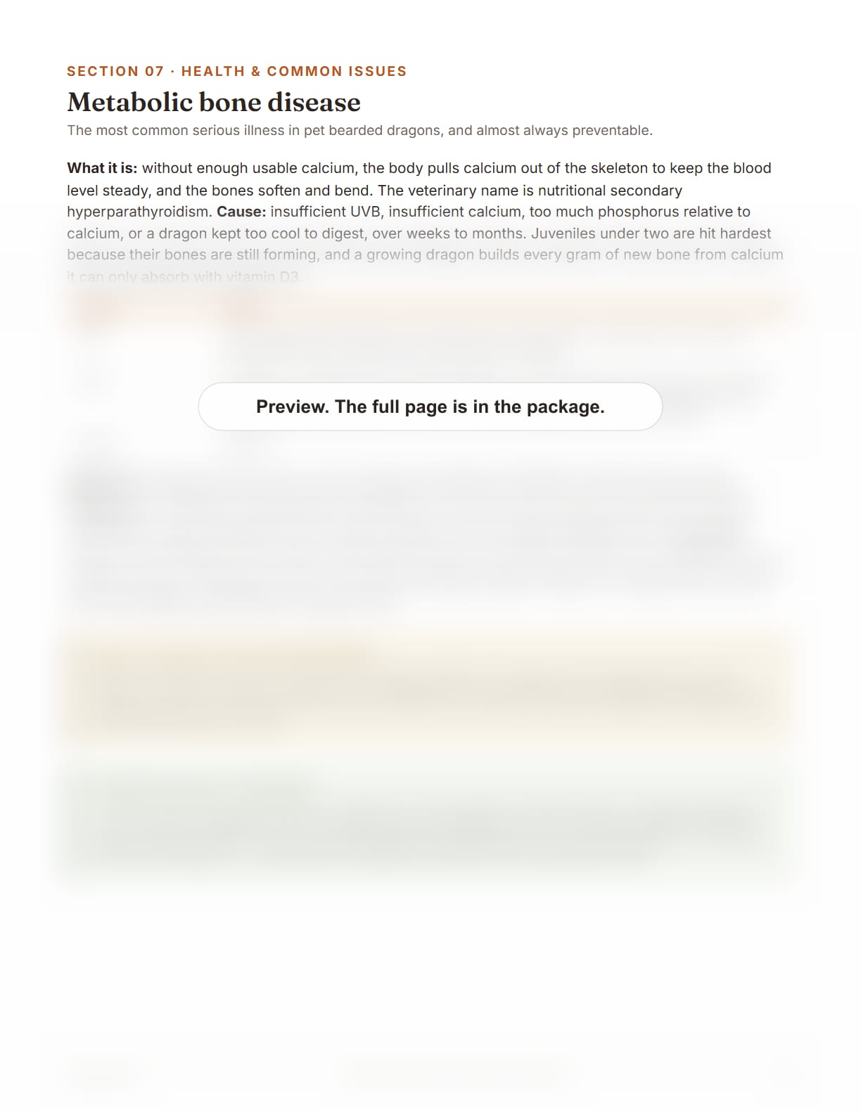 Bearded Dragon Care Package, page 28: Metabolic bone disease