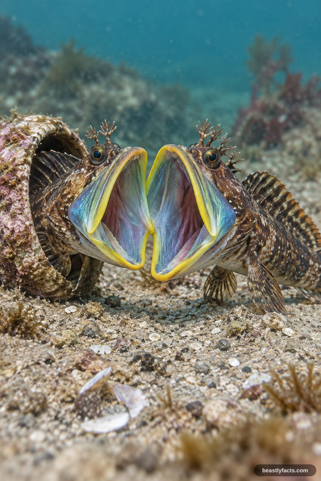 Sarcastic Fringehead - Mouth to Mouth Combat