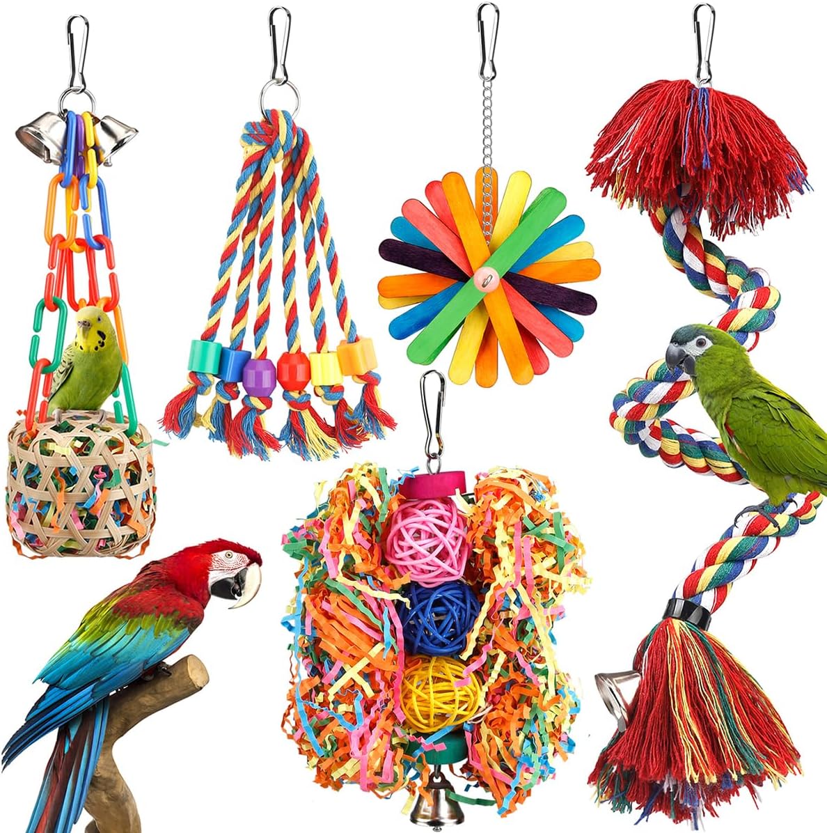 Rope Perch Toy with Bell (chew and shred)