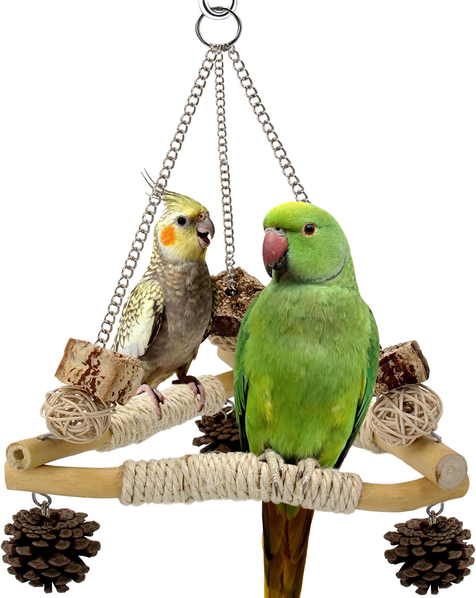 Large Bird Swing, Sisal-Wrapped Perches (triangle design)