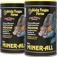 Miner-All Reptile Calcium Powder Supplement 6 oz Indoor (2 Pack) | Reptile Calcium with D3 Plus Trace Minerals, Ideal for Majority of Captive Insectivore Reptiles