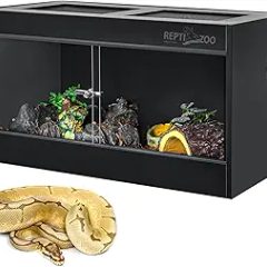 REPTI ZOO 50 Gallon PVC Reptile Enclosure, 36x18x18 inch Reptile Tank for Ball Python Bearded Dragon Snake Gecko, Reptile Terrarium Lounge Habitat with Glass Sliding Door & Top Screen Ventilation