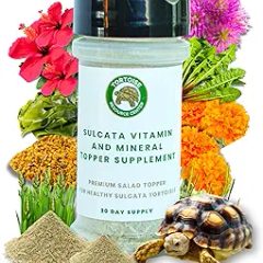 Sulcata Tortoise Calcium & Multivitamin Powder - Herpetologist Formulated Vitamin and Mineral Powder for Reptiles with High Fiber - 30 Day Supply in Shaker Bottle for Tortoise Lovers!
