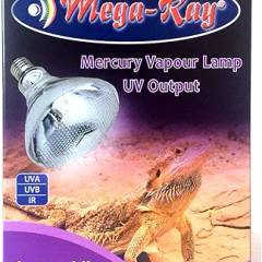 Mega-Ray Mercury Vapor UV Light Bulb/Lamp for Reptile and Amphibian Use Tortoise Lizard, UVA UVB, High-Intensity Heat Bulb of UV and Basking - 160 Watts (120V)
