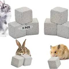 PINVNBY 9 Pcs Lava Blocks for Chinchillas, Hamster Chew Stones Square Mineral Calcium Bunny Teeth Pumice Grinding Chew Toys for Guinea Pig Rat Rodent