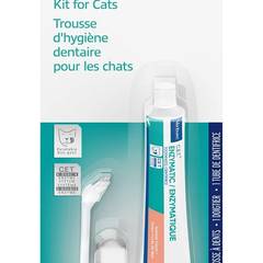Virbac C.E.T. Oral Hygiene Kit for Cats | Seafood Flavor Toothpaste | Fingerbrush and Pet Toothbrush