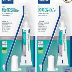 Virbac C.E.T. Oral Hygiene Kit for Dogs | Poultry-Flavor Toothpaste | Fingerbrush and Pet Toothbrush, (Pack of 2)