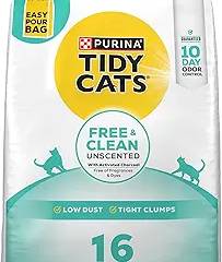 Purina Tidy Cats Clumping Cat Litter Odor Control, Free and Clean Unscented Multi Cat Litter - 16 lb. Bag