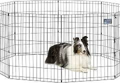 MidWest Homes for Pets Folding Metal Puppy / Dog Exercise Pen, Indoor/Outdoor Playpen with No Door, Provides 16 Sq Feet of Play Space, 30-Inches Tall, Black E-Coated