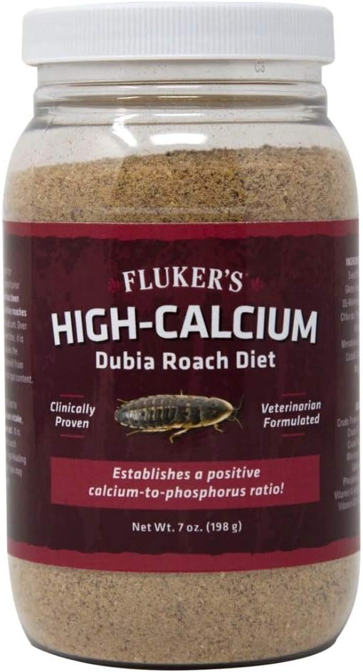 Fluker's High Calcium Dubia Roach Diet, Can Be Used as a Gut-Loading Food or Bedding, 7 oz