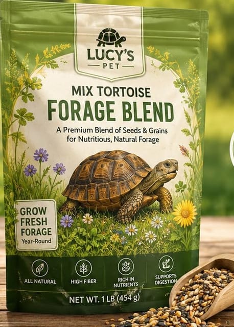 Tortoise Forage Seed Mix – Grow Fresh Grazing Greens for Sulcata, Russian & Hermann's Tortoises – Oats, Rye & Alfalfa Blend for Indoor Trays or Outdoor Enclosures – Non-GMO Seed (1 lb)