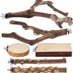 LIMIO 6-Piece Bird Perch Set (natural wood, grinding forks)