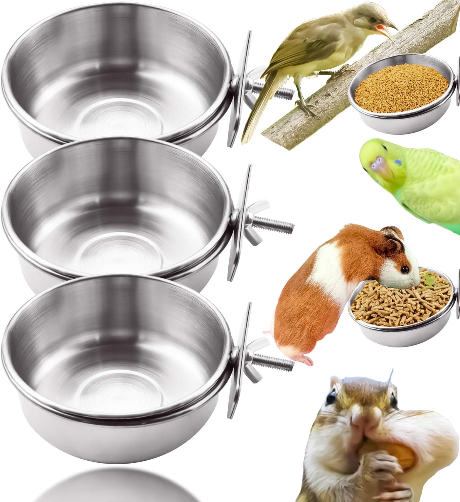 Stainless Steel Feeding Bowls with Clamp, 3 Pack (MotBach)