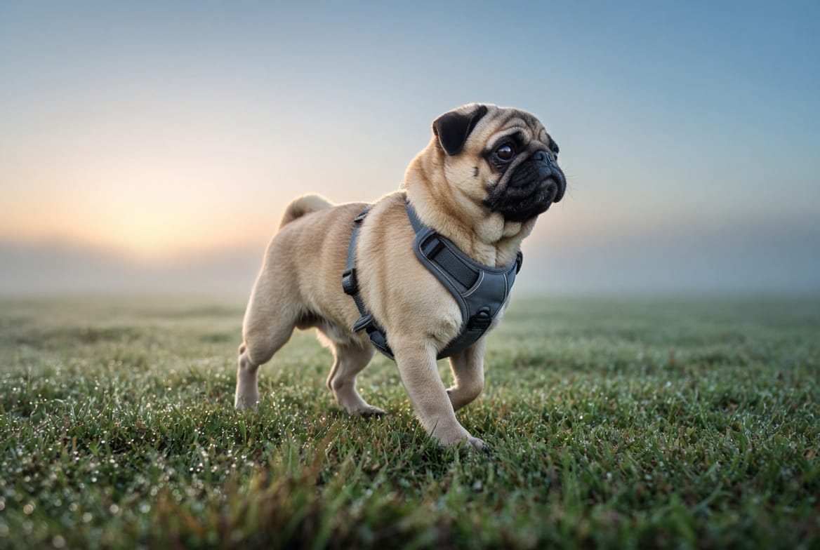 French Bulldog resting with visibly open-mouthed breathing