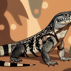 Cute illustration of a confident Argentine black and white tegu