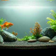 Goldfish swimming in a spacious, properly planted aquarium