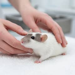 Rat being examined by an exotic veterinarian
