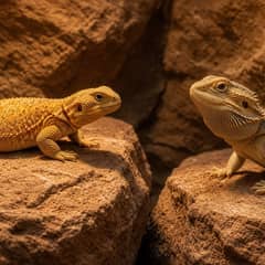 A uromastyx and a bearded dragon side by side for comparison