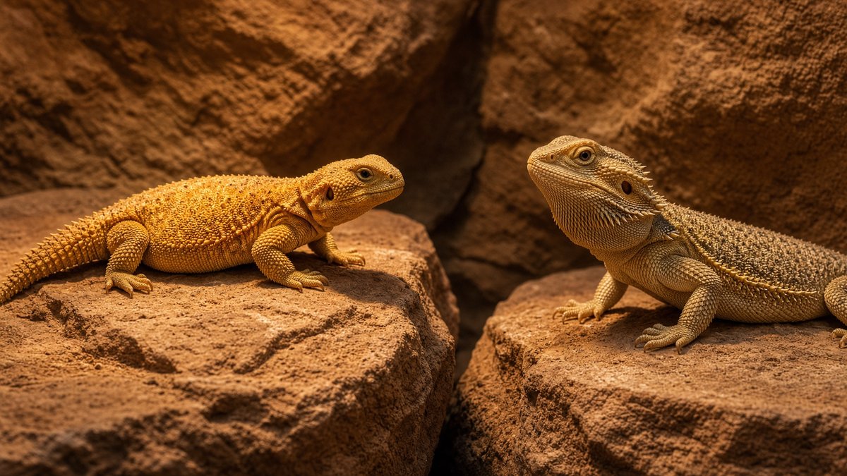 A uromastyx and a bearded dragon side by side for comparison