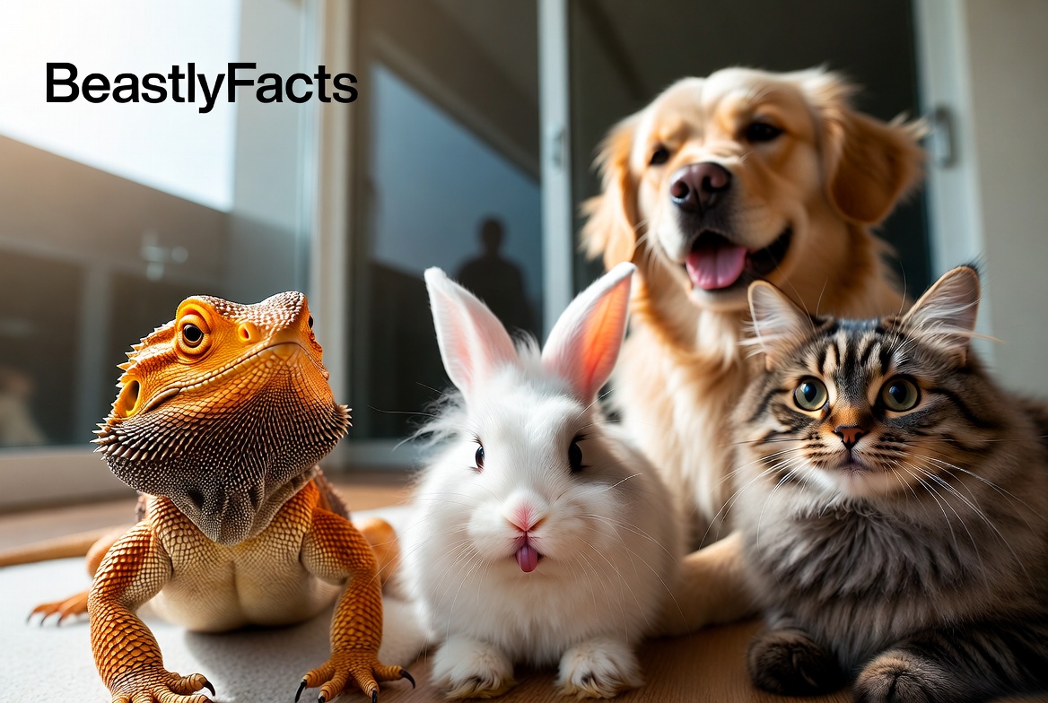 BeastlyFacts logo with various happy pets